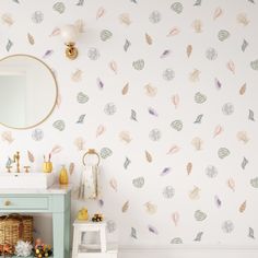 shells Wallpaper - Wall Blush SG02 from WALL BLUSH Ocean Wallpaper Nursery, Boho Beach Wallpaper, Sea Shell Wallpaper, Sally Wallpaper, Fun Accent Wall, Pattern Examples, Shell Wallpaper, Baby Nursery Wallpaper, Costal Bedroom