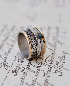 Anneau de déclaration or & argent par Yardenajewelry sur Etsy Statement Ring Silver, Diy Schmuck, Fashion Accessories Jewelry, Ring Silver, Accessories Jewelry, Statement Ring, Boho Jewelry