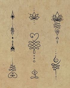 an old paper with different tattoo designs on it