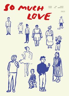 the cover of so much love, with people in blue and red on white background