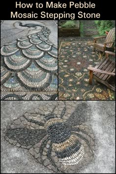 how to make pebble mosaic stepping stone with pictures and instructions on the side walk