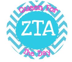 queen for zita the day sticker on a white and blue chevron background