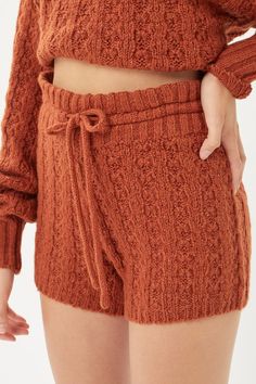 Cable Knit Bottoms. Night Lounge, Loose Knit Top, Knit Loungewear Set, Sewing Shorts, Knit Loungewear, Relaxing Evening, Short Loungewear, Cozy Night, Loose Knit