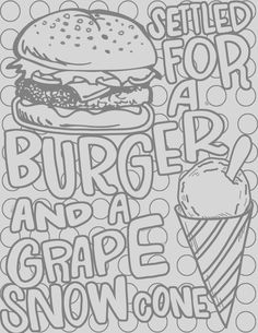 a drawing of a burger and an ice cream cone