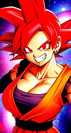 a cartoon character with red hair and an orange outfit, pointing to the side in front of