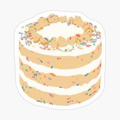 a cake with sprinkles on it and frosting in the middle sticker