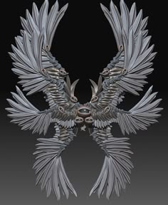 an artistically designed metal bird with wings