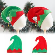 three different hats on top of each other in the shape of santa's helpers