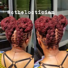 Long Lasting Loc Styles, Red Head Braids, Womens Loc Styles, Braided Locs Styles For Women, Locs Updo Styles, Red Locs Black Women, Dreadlock Styles For Women Black Locs, Loc Updo Styles Long, Cute Loc Styles For Women