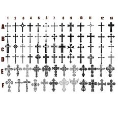 the cross pattern is shown in black and white, with different crosses on each side