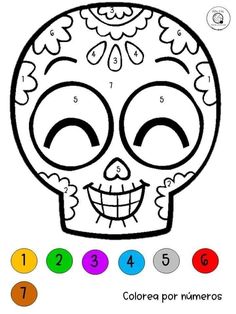 a coloring book with a skull face and numbers on the front, in different colors