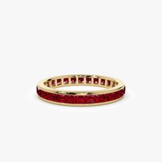 Made to Order
 Gold Kt: 14K (also available in 18K)
 Available Gold Color: Rose Gold, Yellow Gold, White Gold
 Princess-Cut Ruby: 31 pcs 2X2 MM
 Carat Weight: 1.85 ctw (SIZE 6)
 Setting Type: Channel Setting Elegant Red Stackable Eternity Band, Elegant Ruby Eternity Band In Yellow Gold, Elegant Yellow Gold Ruby Eternity Band, Yellow Gold Ruby Round Cut Eternity Band, Yellow Gold Ruby Eternity Band As Gift, Ruby Eternity Band For Anniversary, Elegant Red Round Eternity Band, Gold Ruby Eternity Band For Anniversary, Elegant Red Eternity Band For Anniversary