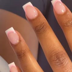 Square Gel Tips Nails Ideas, Valentines Day Nails Overlay, Cute French Nails Ideas Short, Cute French Tip Nails Acrylic Square, Overlay Nails French Tip, Short Nails Coffin Shape, Classy Short Nails Acrylic, French Nails Ideas Short, Short Pink French Tip Acrylic Nails