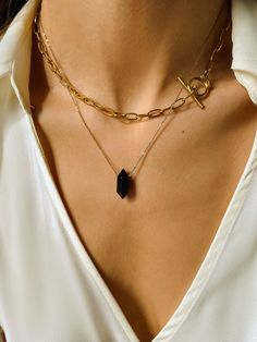 ✨ Unleash Your Inner Power and Embrace Opportunities with our Healing Crystal Necklaces ✨  ✨ Introducing our stunning Obsidian Stone  Necklace - a one-of-a-kind piece that will elevate any outfit with its unique crystal design. ✨ Obsidian is said to be an incredibly grounding and stabilizing stone, making this necklace the perfect addition to your collection if you're looking for more balance and flow in your life. The pointed shape of the obsidian crystal adds a touch of edge and sophistication Cheap Spiritual Necklace With Black Beads, Negative Energy Protection, Black Obsidian Jewelry, Black Obsidian Necklace, Pendulum Necklace, Obsidian Jewelry, Energy Protection, Obsidian Necklace, Inner Power