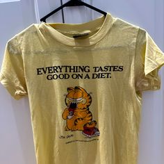 Vintage 1978 Original, Jim Davis/Garfield Lovers Tee, Made In The Usa, Silk Tag, Women's Small Or Extra Small, Well Loved As Shown In Photos, Very Cool One Of A Kind Retro Tee, You Won't Find This Anywhere Jim Davis, Retro Tee, Better Love, Colorful Shirts, Womens Tops, Tops & Tees, Silk, The Originals, T Shirt