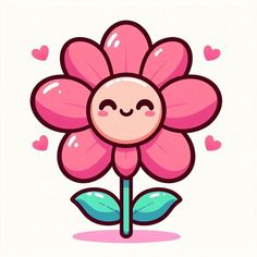 a pink flower with hearts around it