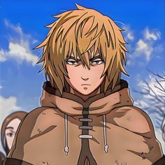 an anime character with blonde hair wearing a hoodie