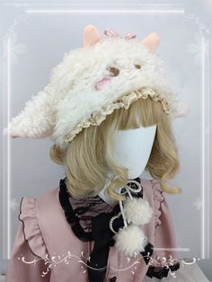 The price is for a hat only, others are not included. Lamb Outfit, Lamb Ears, Sheep Hat, Micro Pig, Lamb Hat, Eyestrain Art, Kawaii Hat, Lolita Outfit, Birthday Clothes