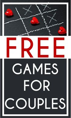 the words free games for couples written on a blackboard with red hearts