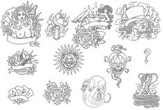 an image of tattoos drawn in black and white