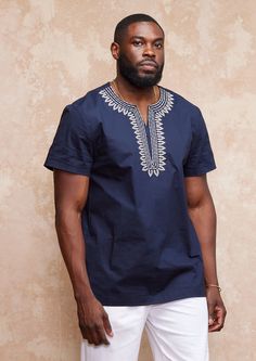 Kenya Trip, African Menswear, African Tops, Embroidery Shirt, African Clothes, Neck Embroidery, African Shirts, Love Of God