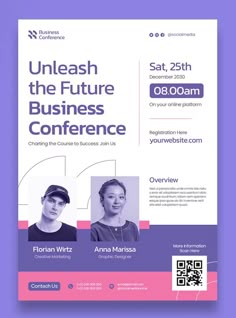 a flyer for an event with two people on it and the words unleash the future