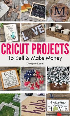 CRICUT PROJECTS TO SELL AND MAKE MONEY Things You Can Make With A Cricut, Dollar Store Cricut Projects, Cricut Maker 3 Projects, Cricut Projects To Sell, Silhouette Cameo Projects Vinyl, Cricut Business, Cricut Projects Easy, Diy Stencils, Projects To Sell