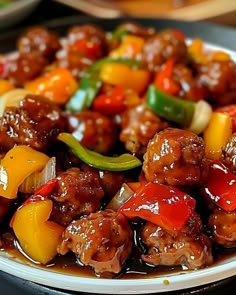 Meatballs And Bell Peppers, Meatballs And Peppers Recipe, Meatball Recipes Sweet And Sour, Meatball Sauce Recipes Sweet And Sour, Best Sweet And Sour Meatballs, Recipes Using Sweet And Sour Sauce, Sweet Ans Sour Meatballs, Sweet And Sour Meatballs Crockpot Easy, Sweet And Sour Chicken Meatballs