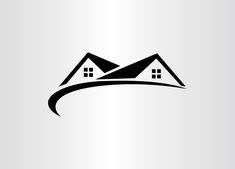 a house on top of a hill with mountains in the background logo design for real estate company