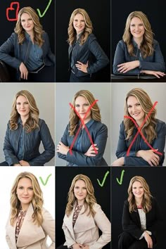 a series of portraits of a woman with blonde hair