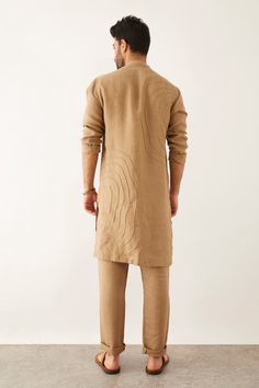 Buy Brown 100% Linen Pintuck Textured Fez Kurta For Men by Son of A Noble Snob Online at Aza Fashions. Short Kurta For Men, Mens Traditional Wear, Gents Kurta, Kurta Men, Kurta Set For Men, Kurta Style