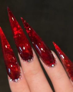 Goth Nails, Stiletto Nails Designs, Her Nails, Exotic Nails, Red Nail, Luxury Nails, Fire Nails