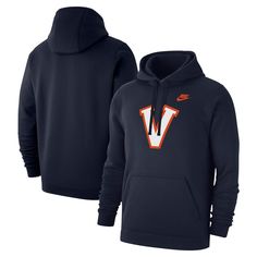 Channel vintage style while showing off your Virginia Cavaliers pride with this Nike Club Fleece Pullover Hoodie. The midweight fleece lining provides exceptional warmth and comfort, making it ideal for cooler game days or casual outings. Perfect for game day or any casual occasion, this hoodie is a must-have for any Wahoo fan looking to rep the Cavaliers in classic style. Winter Sports Fleece Sweatshirt, Fleece Sweatshirt For Winter Sports Events, Winter Fleece Sweatshirt For Sports Events, Throwback Fleece Sweatshirt For Fall, Nike Collegiate Sports Hoodie, Fall Fleece Hoodie For Sports Events, Nike Collegiate Hoodie For Sports, Nike Long Sleeve Fan Apparel Hoodie, Nike Long Sleeve Hoodie For Fan Apparel