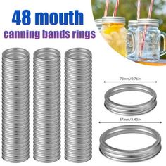 set of 48 mouthless canning bands rings for mason jars with straws and drinking glasses