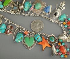 Vintage Native American Navajo Turquoise Charm Bracelet Lot Joan Slifka Necklace | eBay Boho Style Jewelry