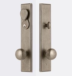 an image of two door handles with knobs on the front and back doors side by side