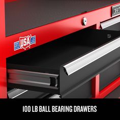 an image of a tool box with the words 100lb bearing drawers on it's side