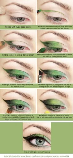 Tonos de Verdes Eyeliner Inspiration, Carnaval Make-up, Make Up Mata, Green Eyeliner, Mekap Mata, Dance Makeup, Pixie Hollow, Smink Inspiration, High Pictures