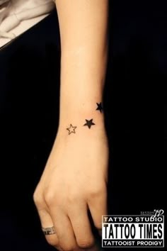 a small star tattoo on the wrist