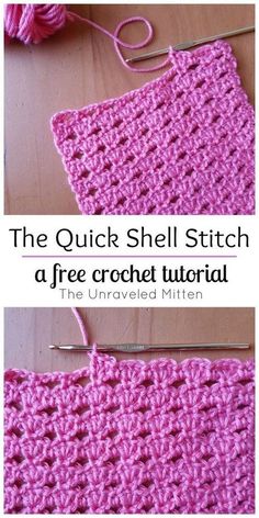 the quick shell stitch crochet pattern is shown