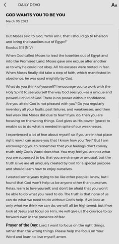 an email message with the words god wants you to be you and what does he say?