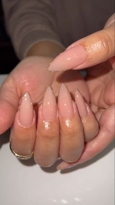 Neutral Polygel Nails, Gel X Nail Inspiration, Birthday Nail Set Ideas Almond Shape, Soft Nails Acrylic, Pinky Nude Nails Almond, Nude Baddie Nails Almond, Nude Almond Shape Nails, Soft Stiletto Nails, Minimalist Nails Almond