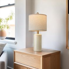 a living room scene with focus on the table lamp