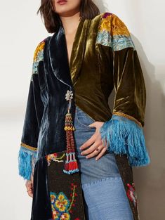 Smarter Shopping, Better Living! Aliexpress.com Tassel Jacket, Embroidery Patchwork, Boho Mode, Mode Kimono, Velvet Shawl, Lapel Coat, Mode Abaya, Velvet Coat, Ethnic Patterns