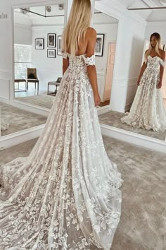 A Line Off the Shoulder Lace Beach Wedding Dress Mad Outfits, Cyprus Wedding, Boho Styl, Lace Beach Wedding Dress, Evening Gown Dresses, Dream Wedding Ideas Dresses