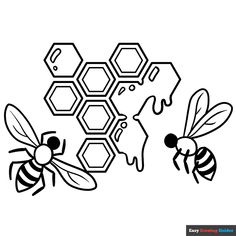 bees and honeycombs coloring page