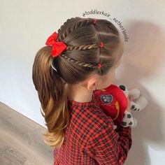 Tiny Elastic Hair Ties Hairstyles, Cute Easter Hairstyles For Kids, Toddler Holiday Hairstyles, Cute Ponytails For Kids, Hair Styles For Long Hair Kids, First Day Of Kindergarten Hairstyles, Baby Ponytail Hairstyles, Valentines Hairstyles For Kids, Penteados Fáceis Infantil