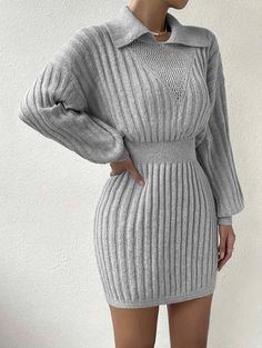 Half sleve womans dress Old Money Sweater, Knitted Jumper Dress, Warm Dresses, Old Money Style, Sweater Dress Women, Dress Purple, Ribbed Knit Sweater, Sleeveless Jumpsuits