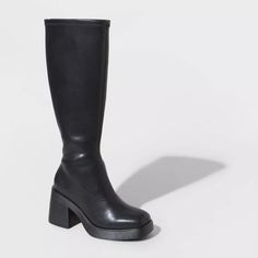 Women's Azzahya Stretch Tall Dress Boots - Wild Fable™ Black : Target Beach Socks, Tall Dress, Tall Dresses, Black Boots Tall, Rubber Boot, Dress Boots, Black 7, Wild Fable, Platform Boots