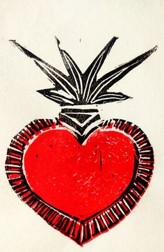 a drawing of a heart with an arrow on it's side and a pineapple in the middle